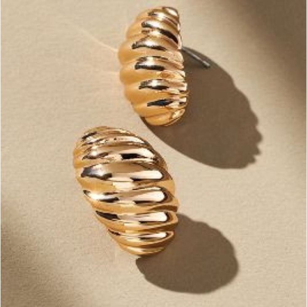 Anthropologie Croissant Huggie Earrings